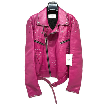 CELINE Jacket 29AJC756Q leather pink Edith Slimane Custom Order mens 48