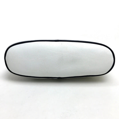 CELINE Shoulder Bag leather White x black Ribbon motif Women