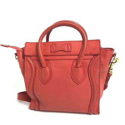 CELINE Handbag 168243 leather Red Nano Shopper Luggage Women
