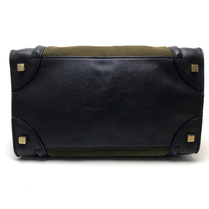 CELINE Tote Bag 165213 Suede / leather khaki Luggage mini shopper Women