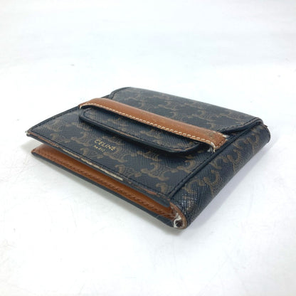 CELINE Folded wallet leather Brown Card Case triomphe wallet mens