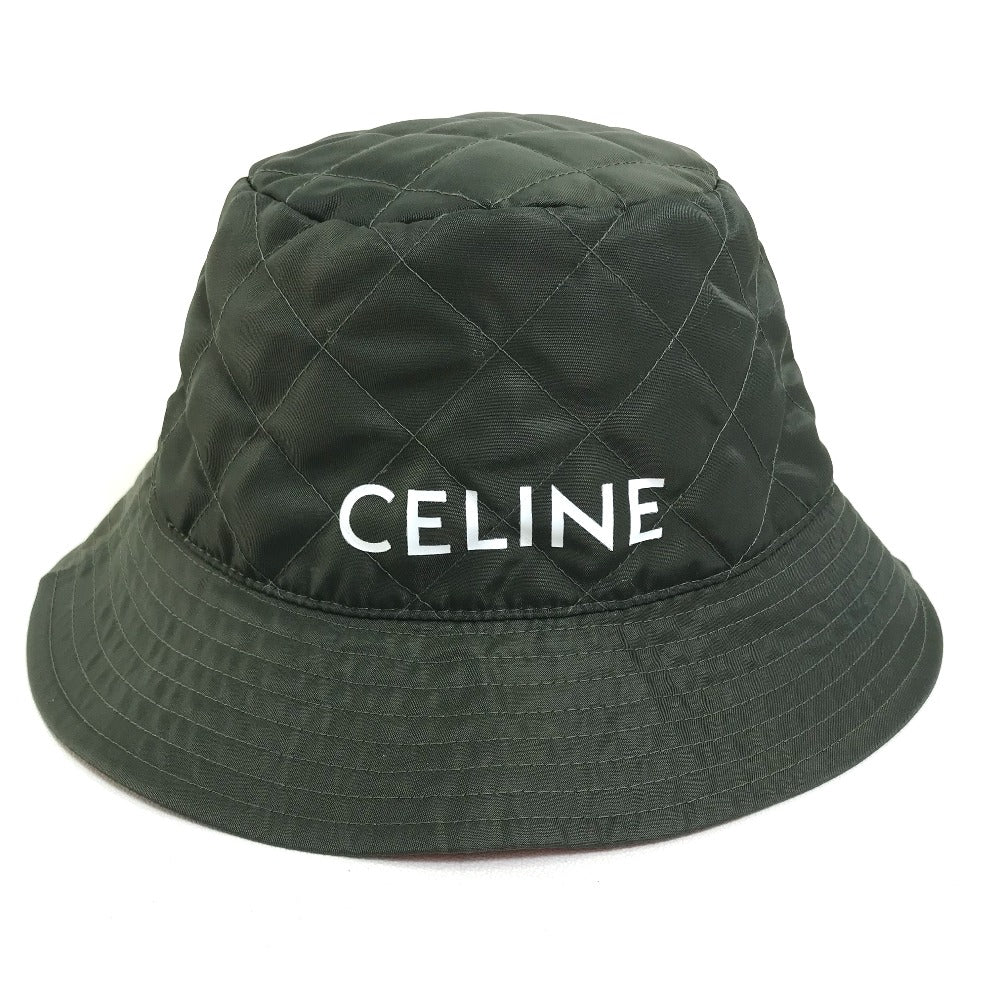 CELINE hat 2AUB8930C Nylon Khaki x Orange quilting logo Women S