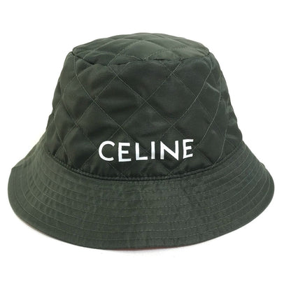 CELINE hat 2AUB8930C Nylon Khaki x Orange quilting logo Women S
