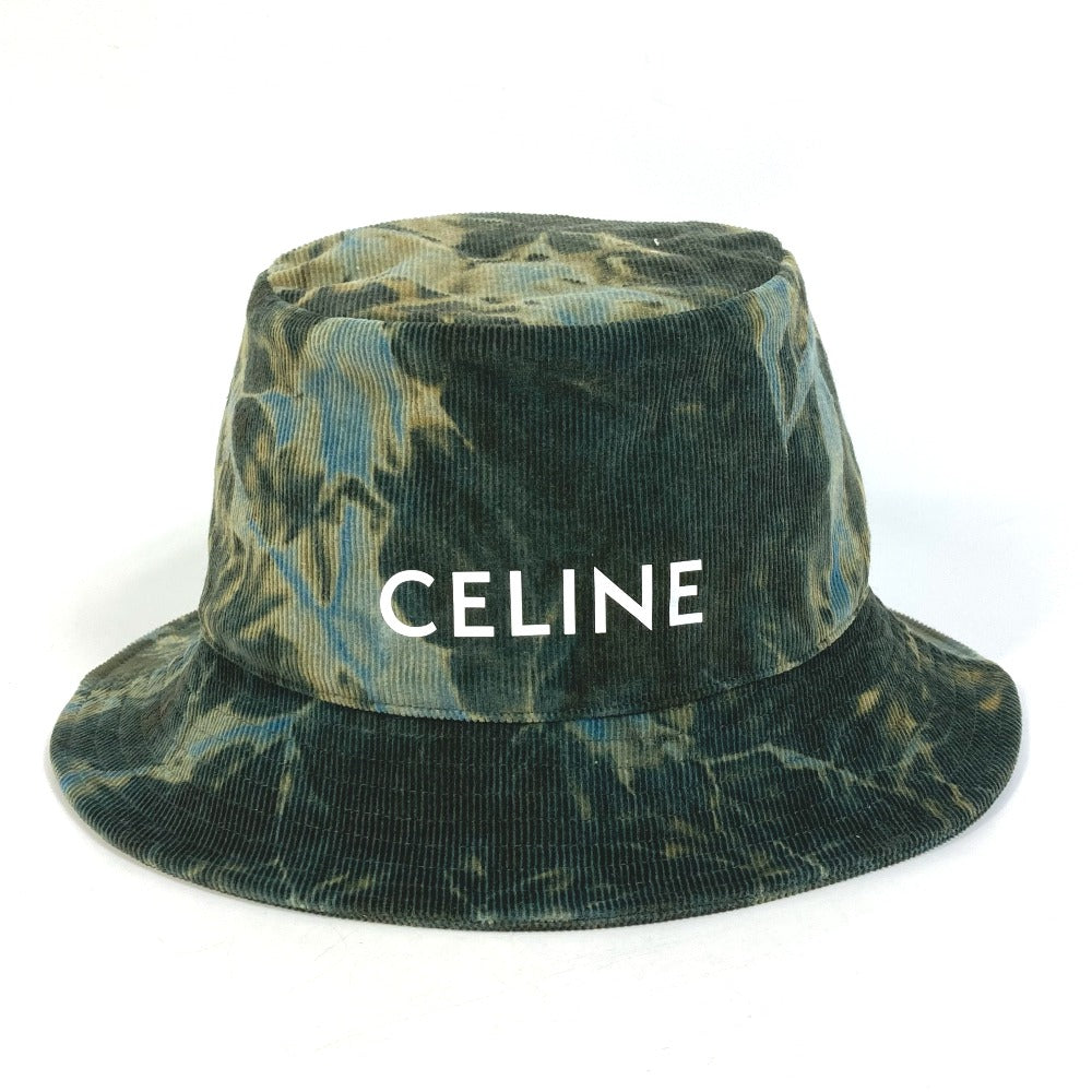 CELINE hat 2AU5B214Q cotton green Corduroy tie-dye logo hat unisex(Unisex) L