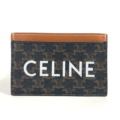 CELINE Card Case canvas Brown logo triomphe