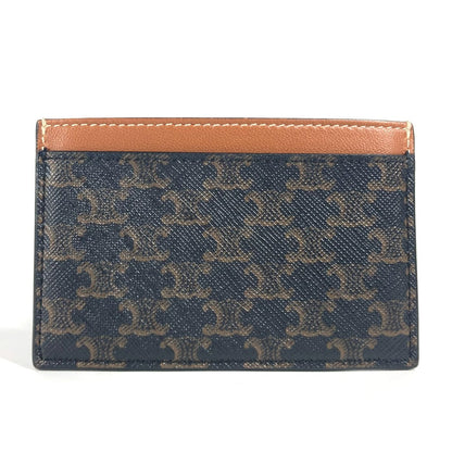 CELINE Card Case canvas Brown logo triomphe