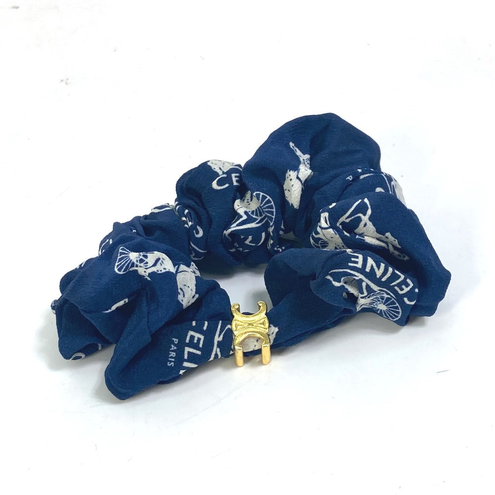 CELINE hair accessory silk blue Sulky logo Women