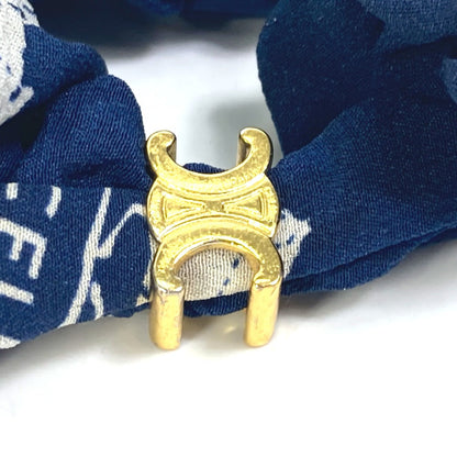CELINE hair accessory silk blue Sulky logo Women