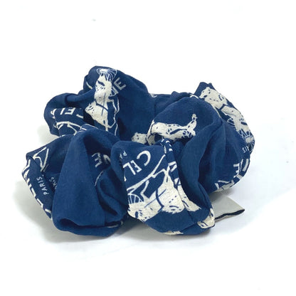 CELINE hair accessory silk blue Sulky logo Women
