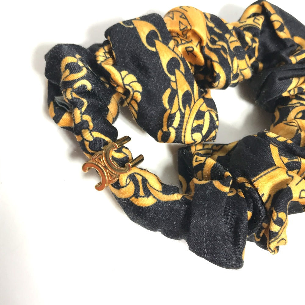 CELINE hair accessory silk black hair accessories hair rubber ChainPattern Women