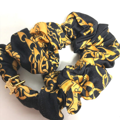 CELINE hair accessory silk black hair accessories hair rubber ChainPattern Women