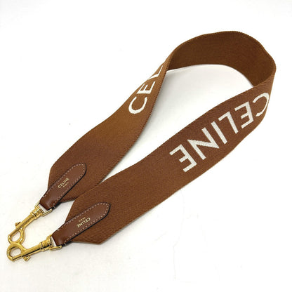 CELINE Shoulder strap Canvas / leather Brown logo Women