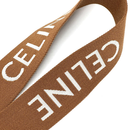 CELINE Shoulder strap Canvas / leather Brown logo Women