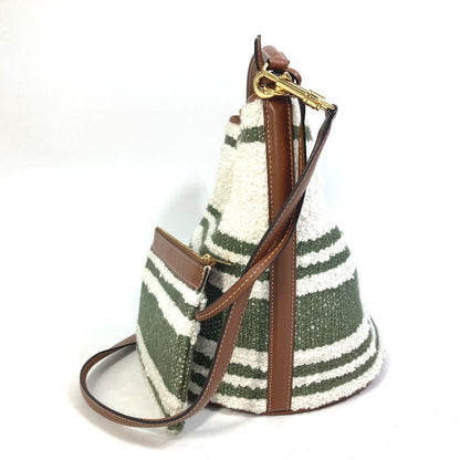 CELINE Handbag 195572ED3-15KZ Calfskin, Textile multicolor border Bucket16 (Sez) Striped textile Women