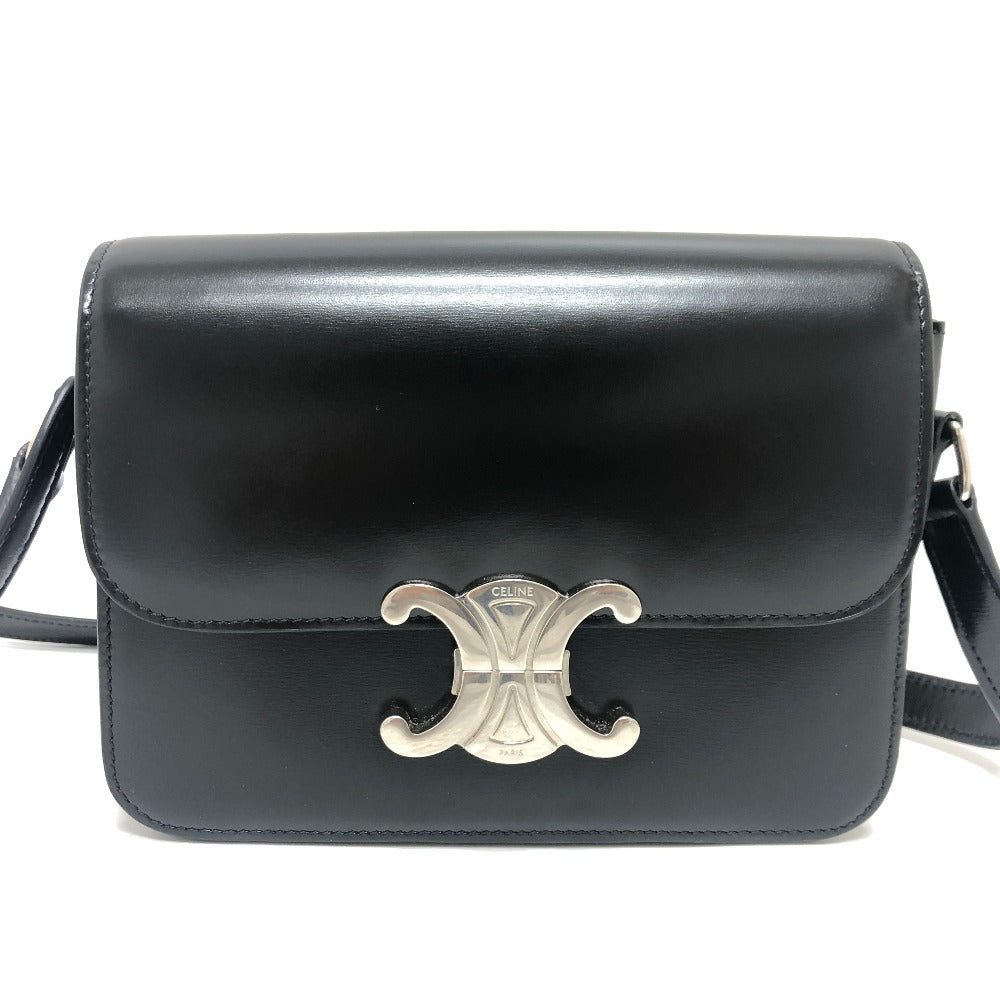 CELINE Shoulder Bag leather black Triomphe Women