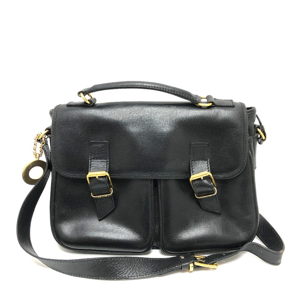 CELINE Shoulder Bag leather black Circle charm Women