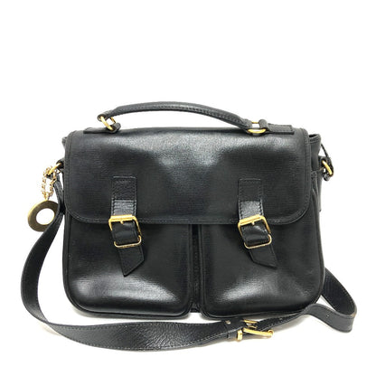 CELINE Shoulder Bag leather black Circle charm Women