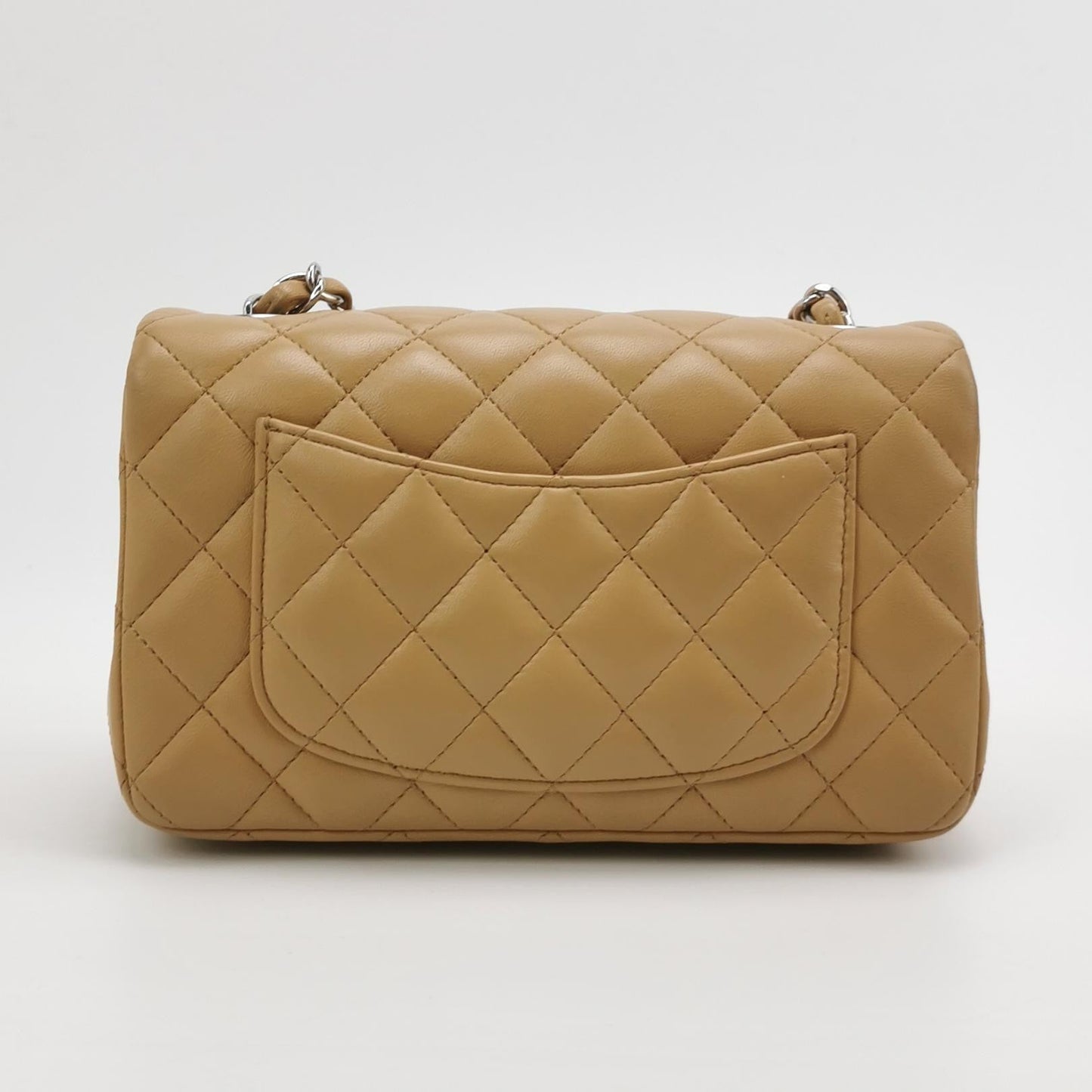 Chanel Classic Flap Rectangular Mini Beige Lambskin Silver Hardware 2018