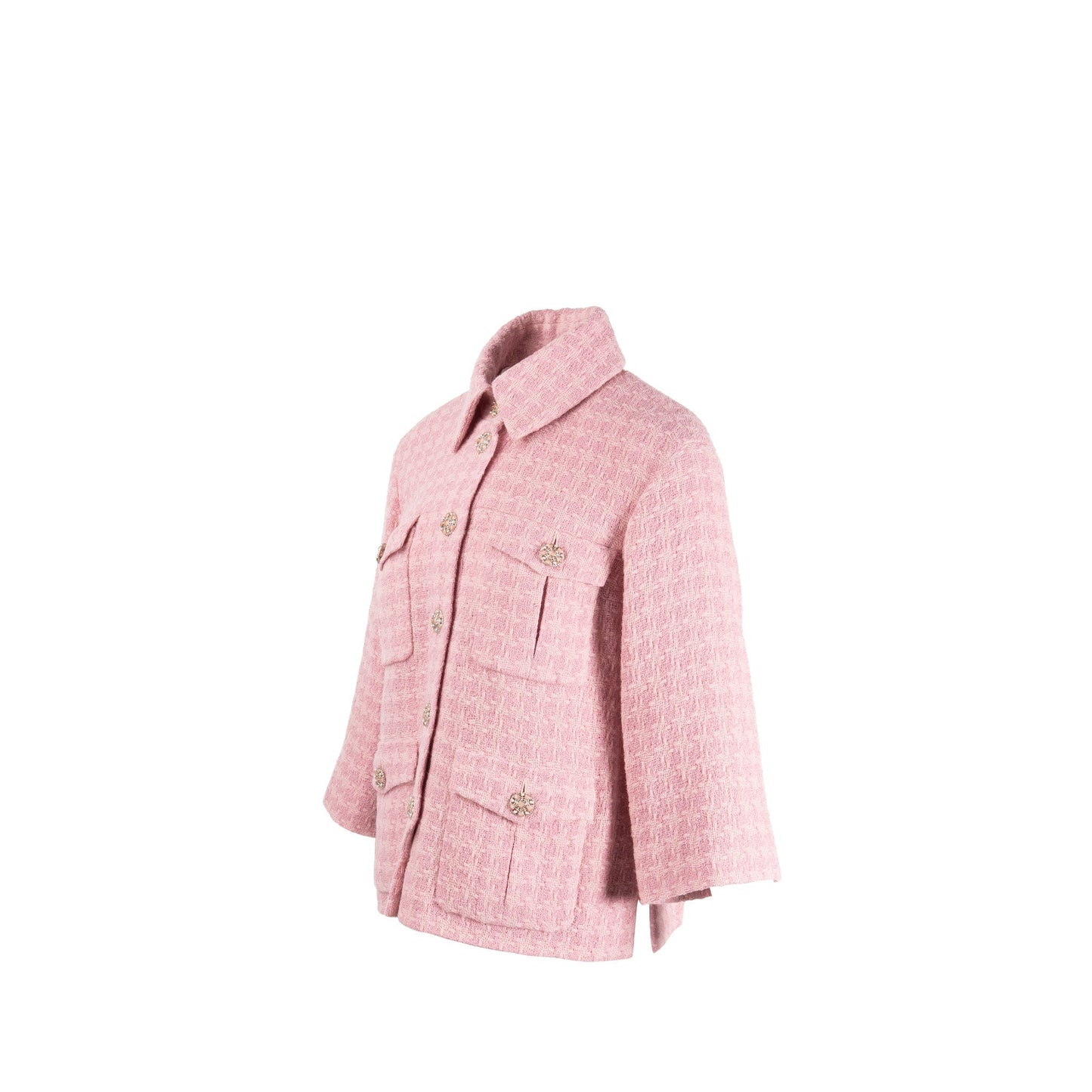 Chanel Size 34 19B Detailed Button Jacket Wool Pink