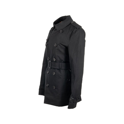 Burberry Size 48 Sandringham Short Trench Coat Cotton Black