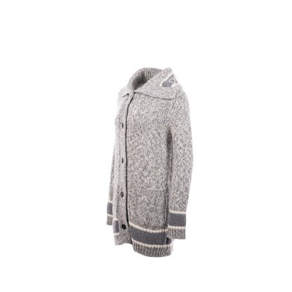 Dior Size 36 Long Cardigan Wool/Cashmere Grey/White