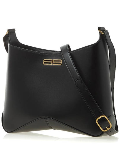 Luxury Balenciaga Trending 2025 Double B Logo Medium Hobo Shoulder Bag Black