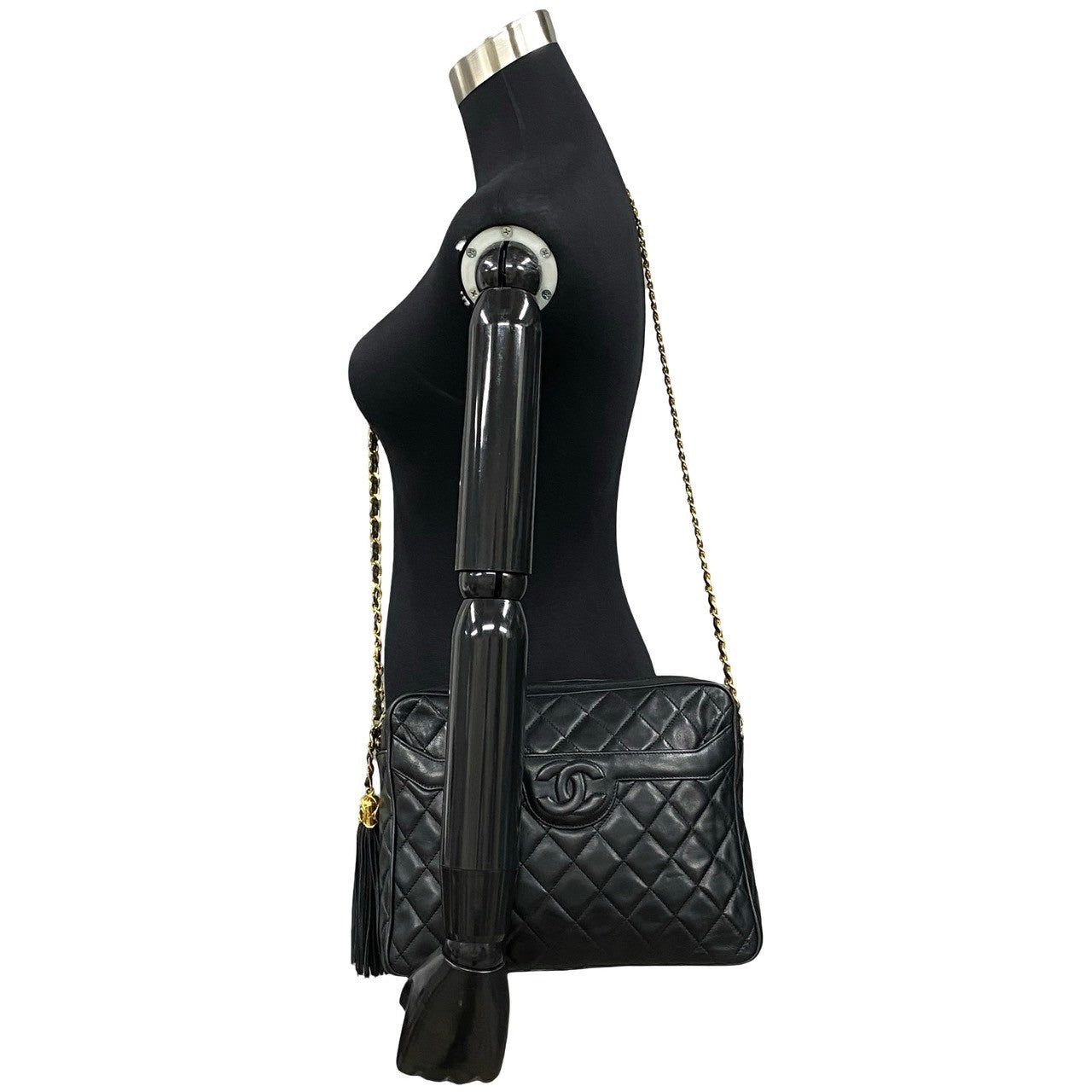 CHANEL Shoulder Bag lambskin black COCO Mark Tassel Matrasse Women