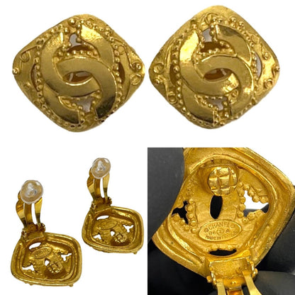 CHANEL Earring Gold Plated gold COCO Mark Women