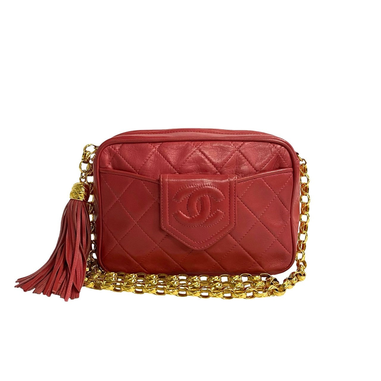 CHANEL Shoulder Bag lambskin pink COCO Mark Tassel Matrasse Women