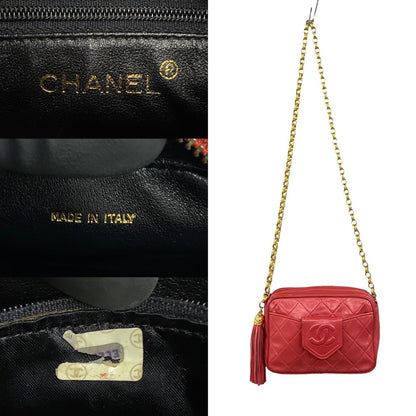 CHANEL Shoulder Bag lambskin pink COCO Mark Tassel Matrasse Women