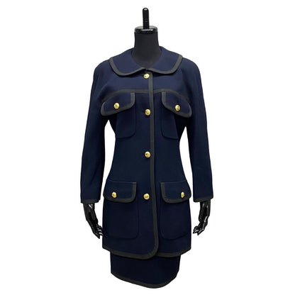 CHANEL setup Wool, Silk Navy COCO Mark Women 40