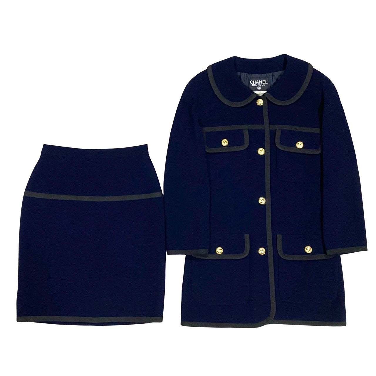 CHANEL setup Wool, Silk Navy COCO Mark Women 40