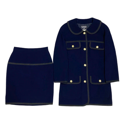 CHANEL setup Wool, Silk Navy COCO Mark Women 40