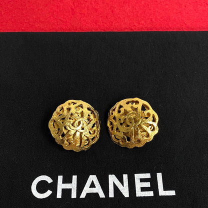 CHANEL Earring Gold Plated gold COCO Mark Women