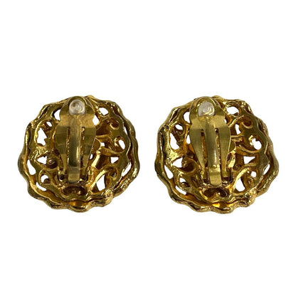 CHANEL Earring Gold Plated gold COCO Mark Women