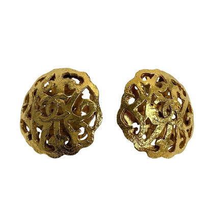 CHANEL Earring Gold Plated gold COCO Mark Women