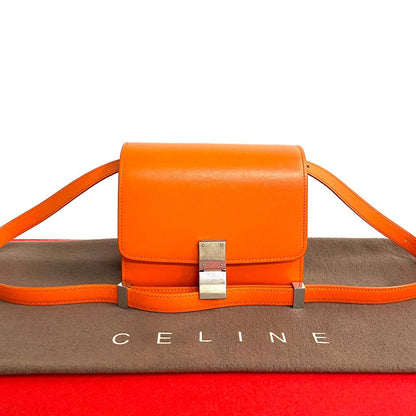 CELINE Shoulder Bag leather Orange Classic box Women