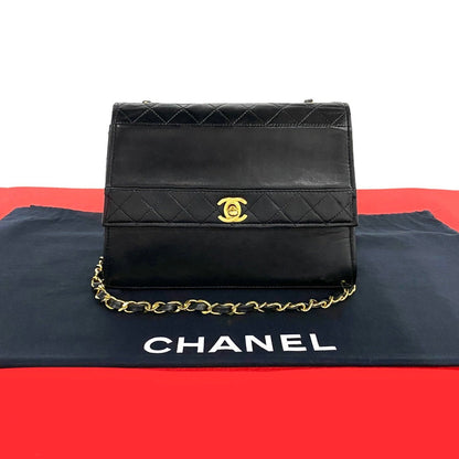 CHANEL Shoulder Bag lambskin black COCO Mark Matrasse Women