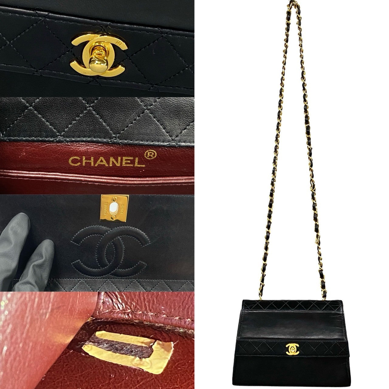 CHANEL Shoulder Bag lambskin black COCO Mark Matrasse Women