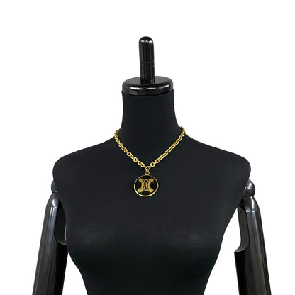 CELINE Necklace Gold Plated black Triomphe Necklace Women