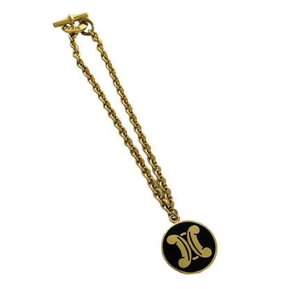 CELINE Necklace Gold Plated black Triomphe Necklace Women