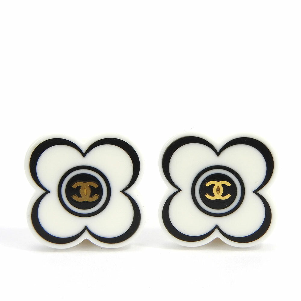 CHANEL Earring plastic white COCO Mark Women
