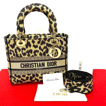 Dior Shoulder Bag canvas beige LADY D-LITE Medium