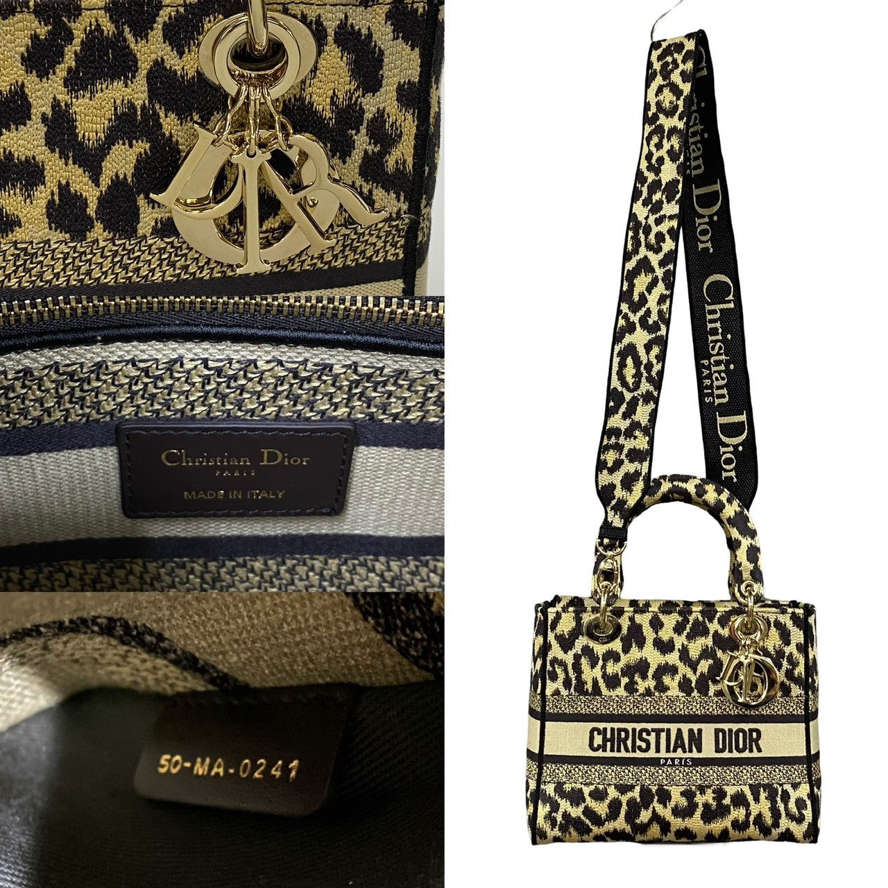 Dior Shoulder Bag canvas beige LADY D-LITE Medium