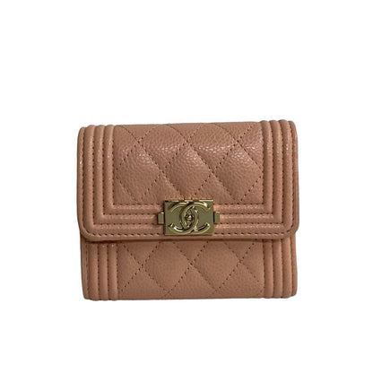 CHANEL Tri-fold wallet Matt caviar skin pink COCO Mark Boy chanel Women