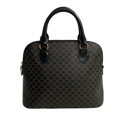 CELINE Handbag Leather, PVC black Macadam Blason Triomphe Pattern Women