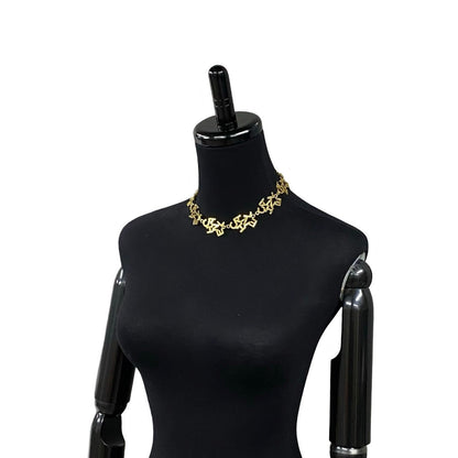 CHANEL Necklace Gold Plated gold logo motif Women