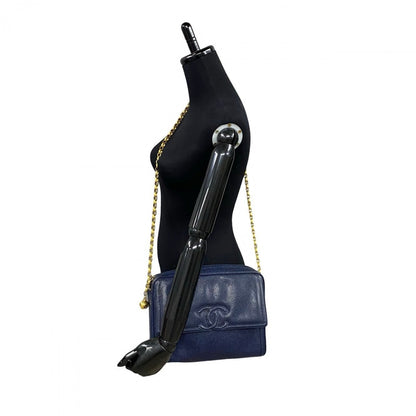 CHANEL Shoulder Bag Matt caviar skin Navy COCO Mark Women