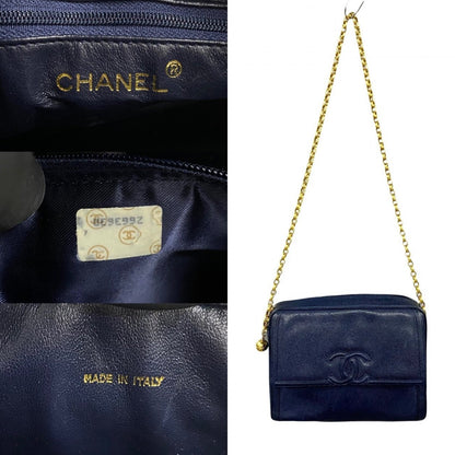 CHANEL Shoulder Bag Matt caviar skin Navy COCO Mark Women