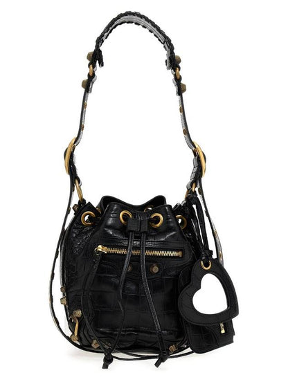 Luxury Balenciaga Trending 2025 Le Cagole XS Leather Bucket Bag Black